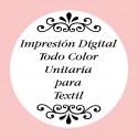 Personalización con impresión digital con texto foto o logo a todo color para 1 unidad de textil