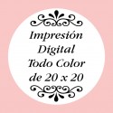 Personalización con Impresión Digital con Texto, Foto o Logo a Todo Color de 20 x 20 cm
