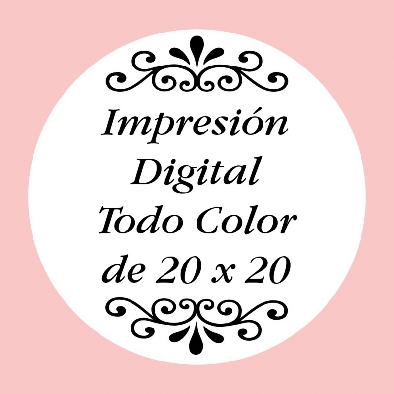 Personalización con impresión digital con texto foto o logo a todo color de 20 x 20 cm