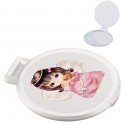 Espejo Blanco con Adhesivo Niña Angelita en Bolsa de Organza Beige