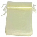 Espejo blanco con adhesivo niña angelita en bolsa de organza beige