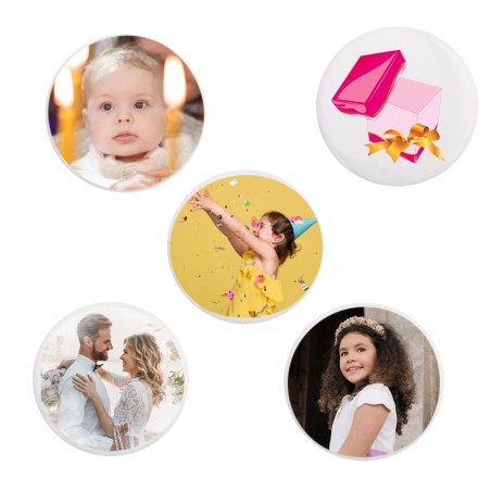Chapa personalizada con foto o logo para boda bautizo comunión cumpleaños y empresas