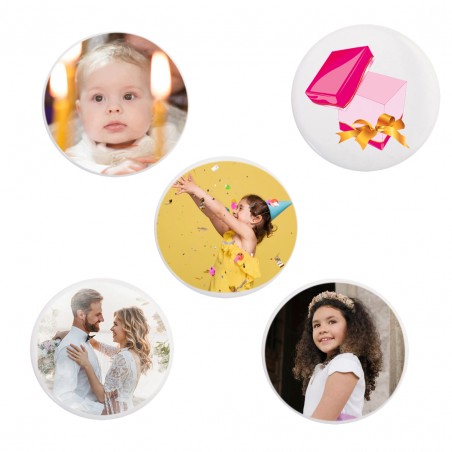 Chapa Personalizada con Foto o Logo para Boda, Bautizo,...