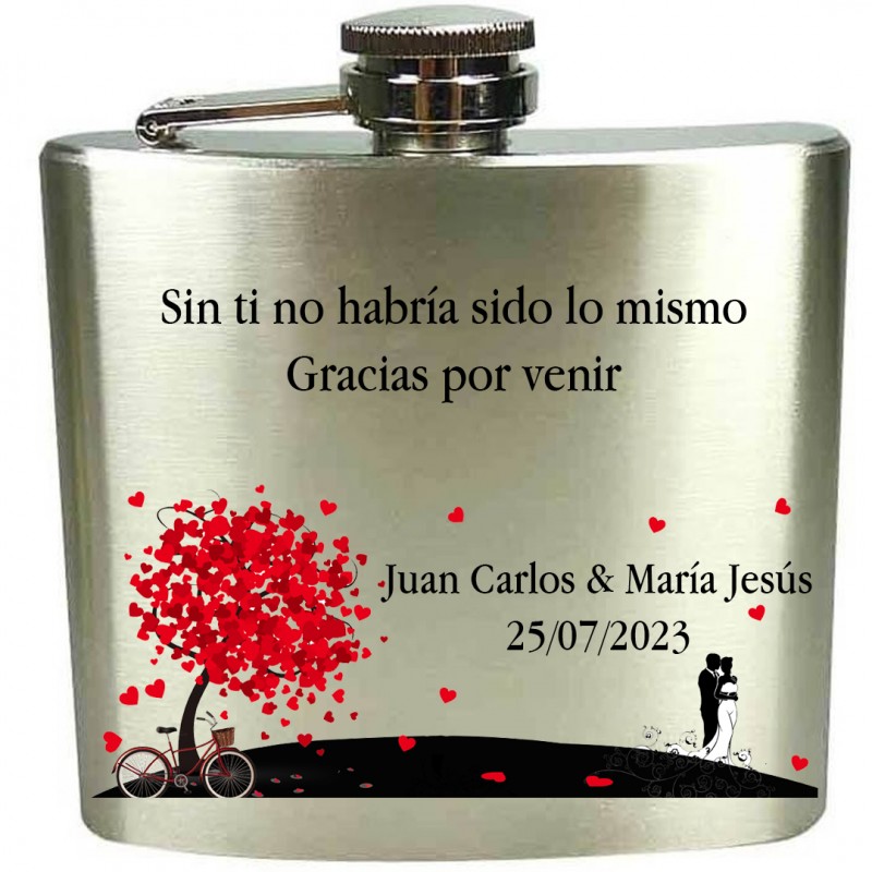 Petaca para Boda Personalizada a Todo Color con Texto Personalizado Petaca para Boda Personalizada a Todo Color con Texto Personalizado