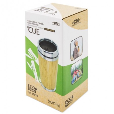 Vaso Térmico de Bambú 500ml Doble Capa para Mantener la Temperatura