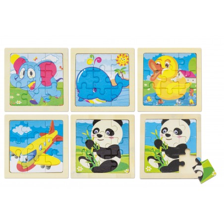 Set De 5 Puzzles En Madera Natural Junior