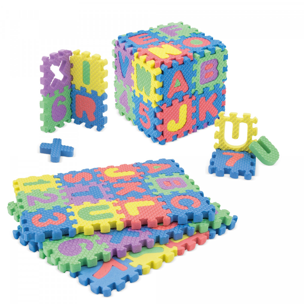 Puzzle de Goma EVA con Letras y Números Juguete Educativo para Niños