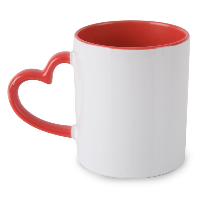 Taza sublimación con asa en forma de corazón: perfecta para personalizar en eventos especiales