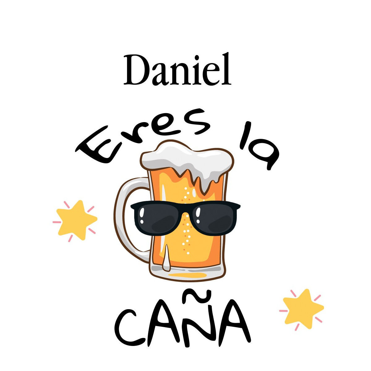 Adhesivo cuadrado 5 x 5 personalizado con nombre eres la caña