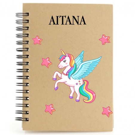 Libreta unicornio personalizada con nombre