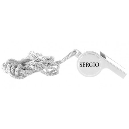 Silbato blanco grabado a láser con nombre personalizado