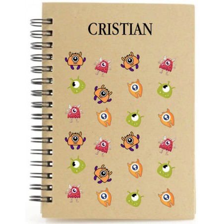 Libreta monstruos personalizada con nombre