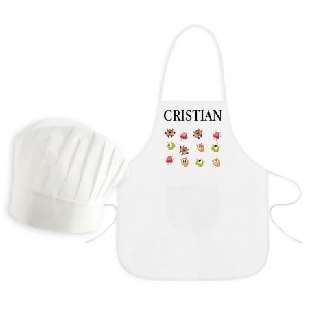 Delantal Infantil Monstruos Personalizado con Nombre