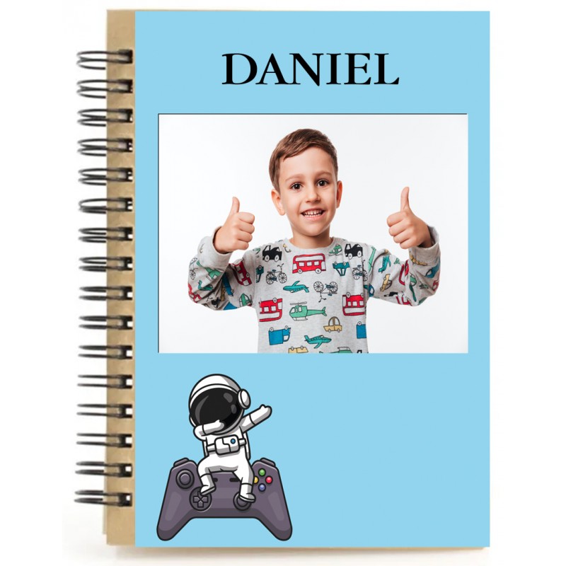 Libreta gaming personalizada con nombre y foto a todo color