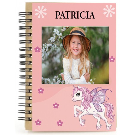 Libreta Unicornio Rosa Personalizada con Nombre y Foto a...