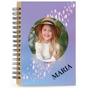 Libreta pétalos de flores personalizada con nombre y foto a todo color