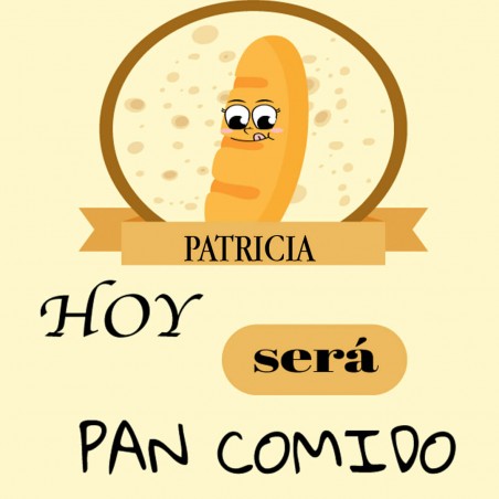 Adhesivo Cuadrado 5 x 5 Personalizado con Nombre Hoy Será Pan Comido