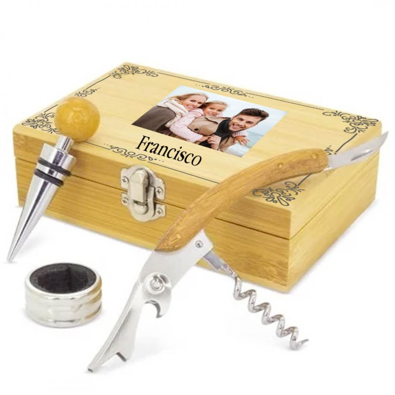Set Vino Personalizado con Nombre y Foto a Todo Color Set Vino Personalizado con Nombre y Foto a Todo Color