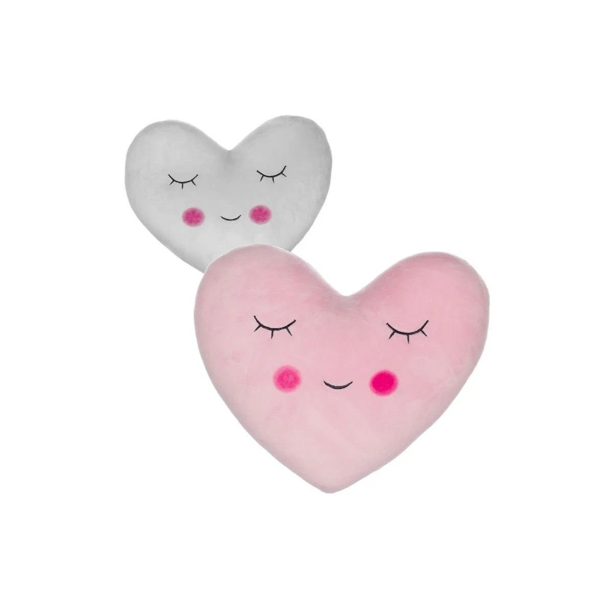 Cojín con forma de corazón en dos colores rosa y gris