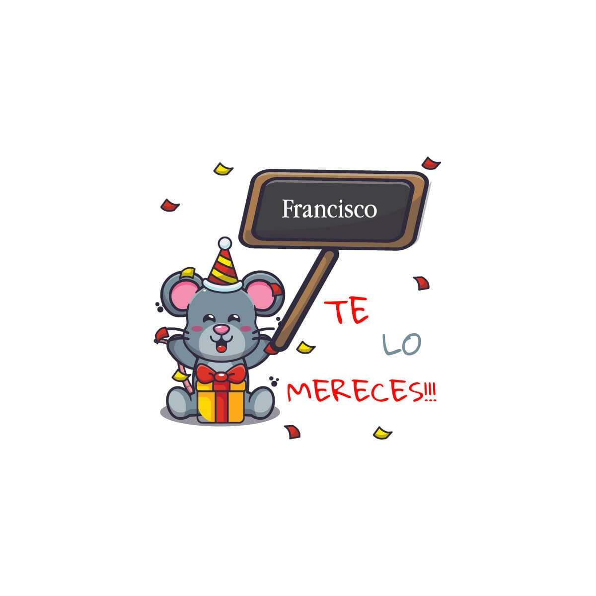 Adhesivo cuadrado personalizado con nombre te lo mereces