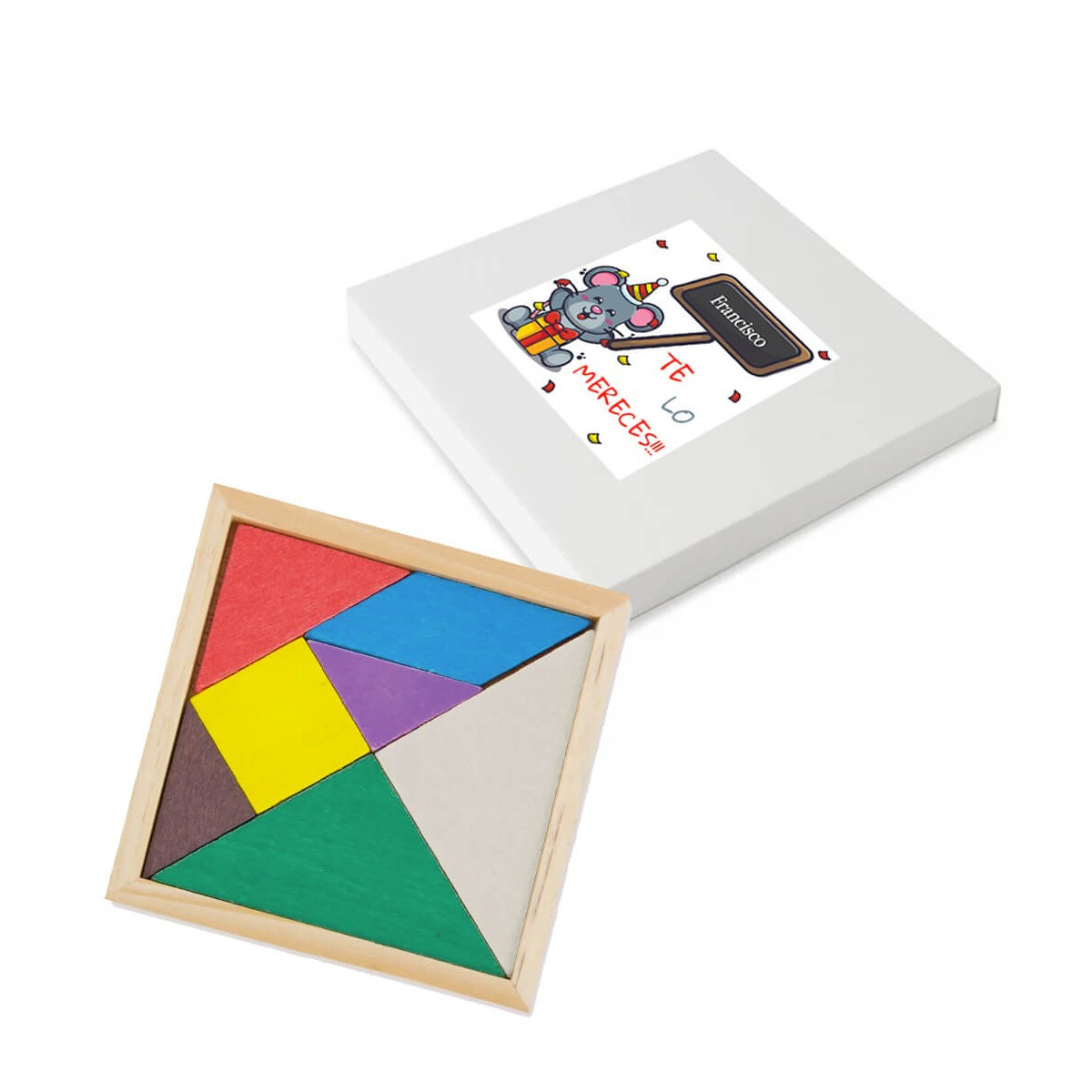 Puzzle de madera en caja personalizada con nombre