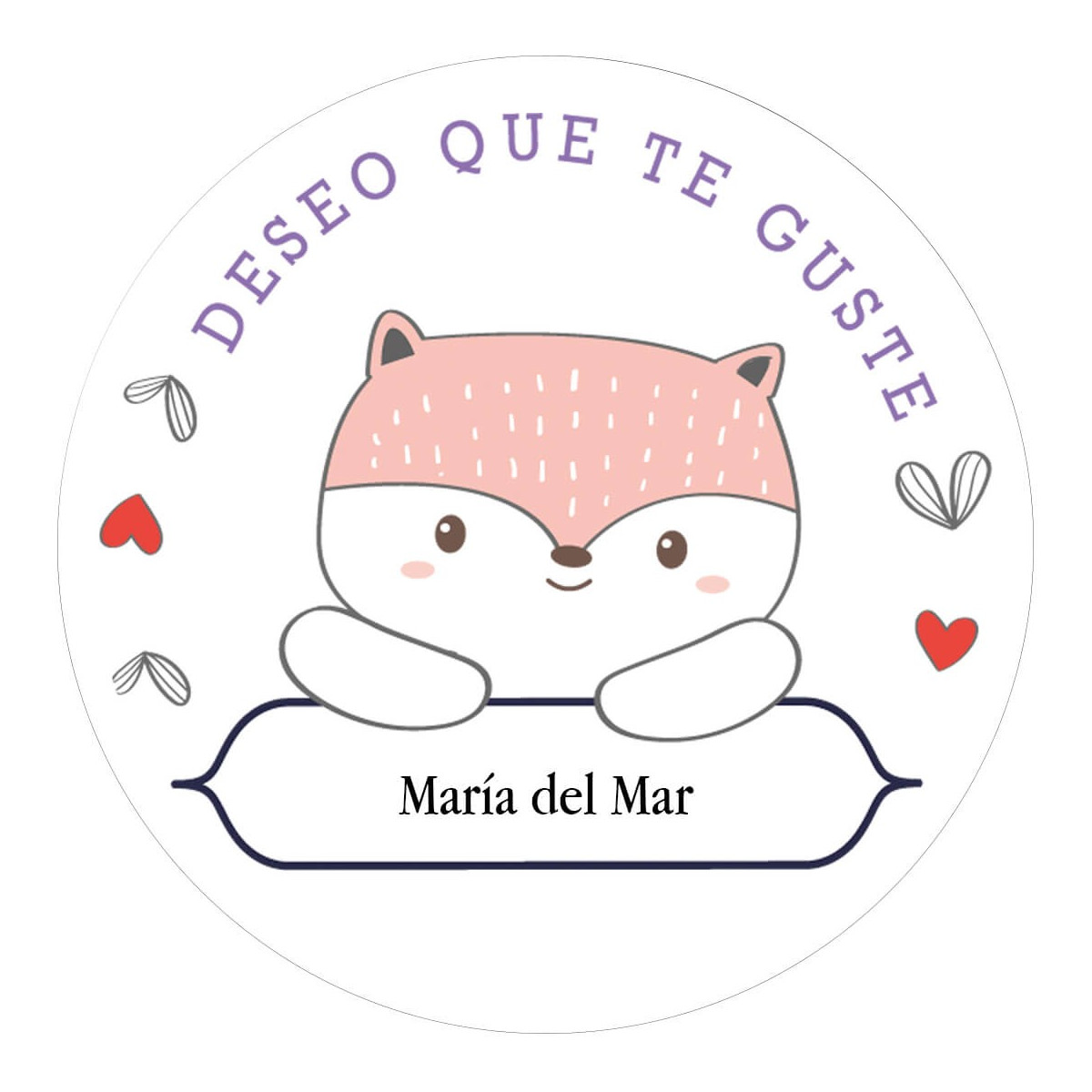 Adhesivo redondo personalizado con nombre deseo que te guste