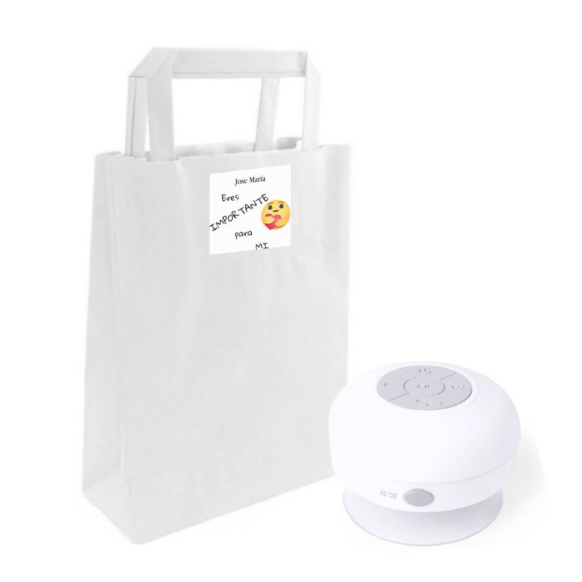 Ideas Regalos Originales Altavoz Bluetooth Sumergible en Bolsa Kraft Personalizada