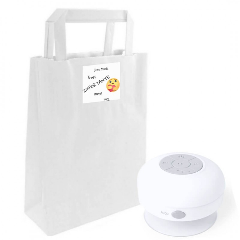 Altavoz Bluetooth Sumergible en Bolsa Kraft Personalizada con Adhesivo Eres Importante para Mi Altavoz Bluetooth Sumergible en Bolsa Kraft Personalizada con Adhesivo Eres Importante para Mi