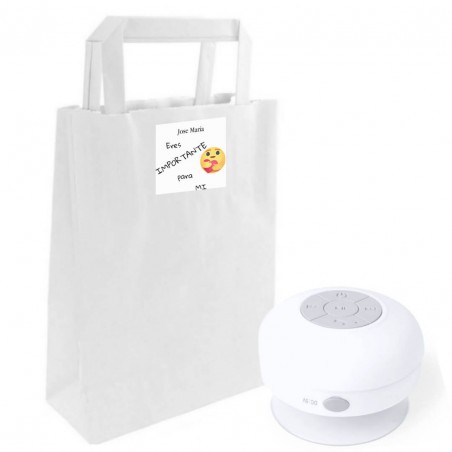 Altavoz Bluetooth Sumergible en Bolsa Kraft Personalizada con Adhesivo Eres Importante para Mi