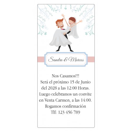 Invitaciones de Boda Simpáticas Novios en Brazos
