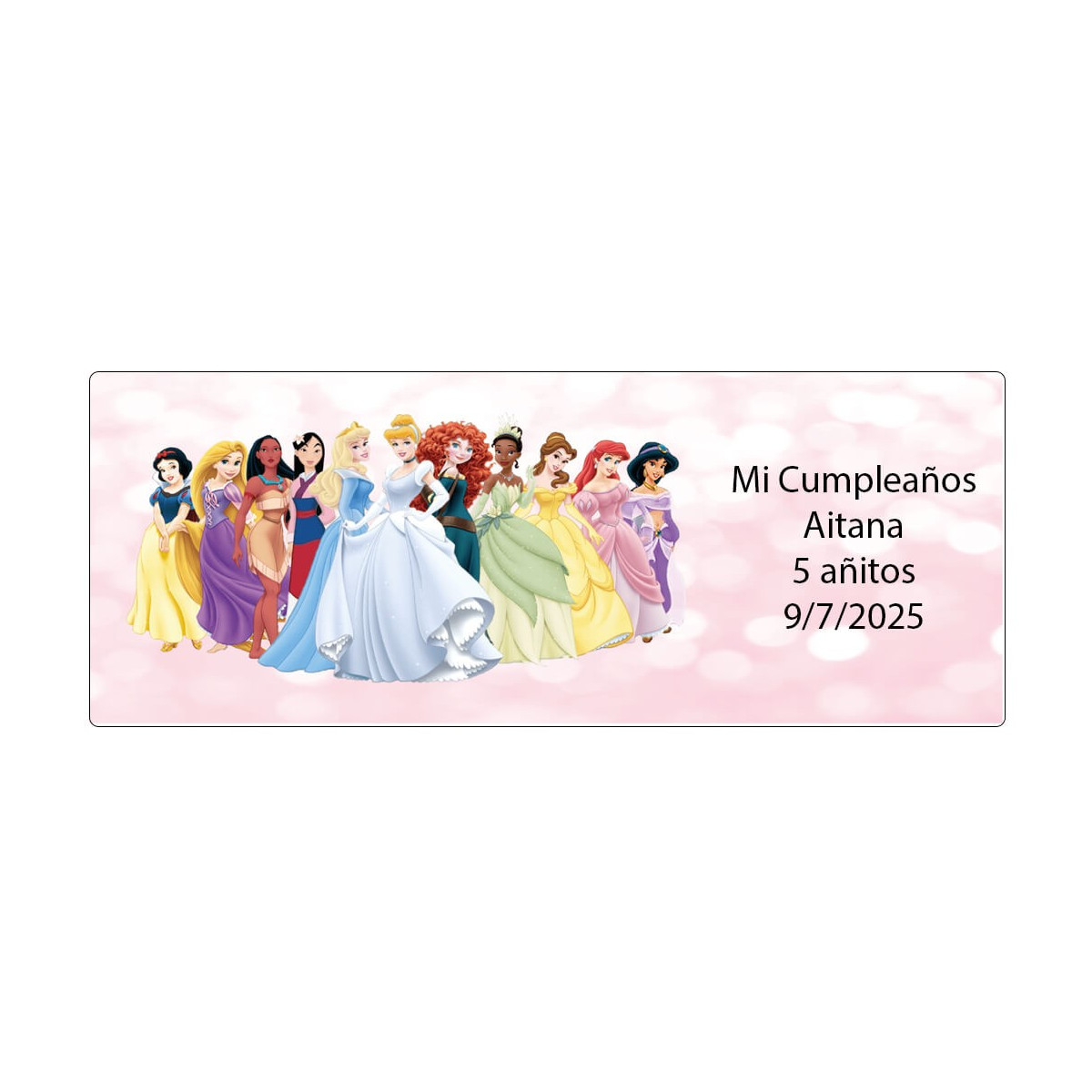 Adhesivo Personalizado Con Texto Y Nombre Princesas Disney