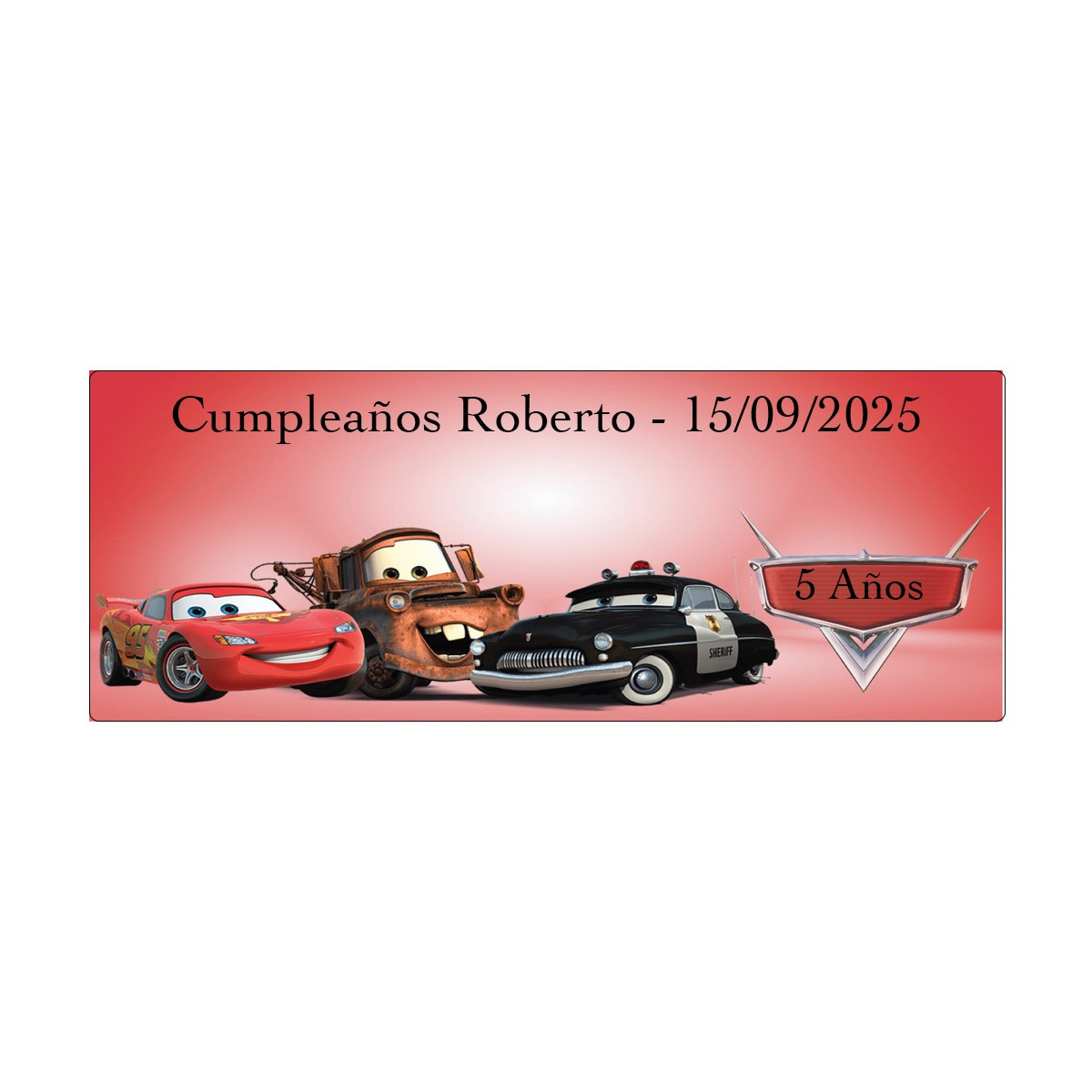 Adhesivo personalizado con nombre y texto cars