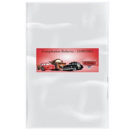 Pack de 20 bolsas transparentes personalizadas con adhesivos cars