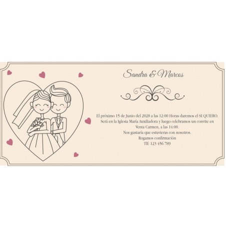 Invitaciones para Boda Personalizadas Novios Corazón