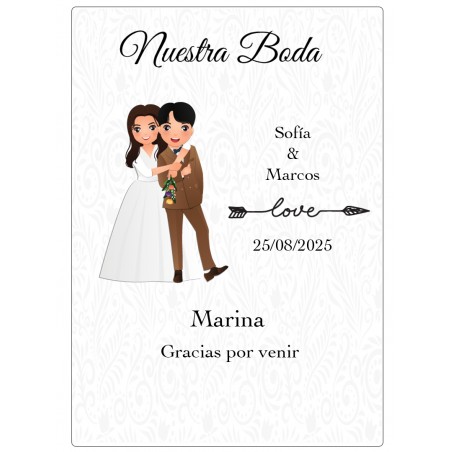 Adhesivo personalizado para boda con nombre de invitados y novios para bodas