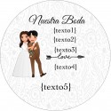 Adhesivo redondo personalizado con nombre de invitados y novios para bodas