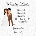 Adhesivo Cuadrado Personalizado con Nombre de Invitado y Novios para Bodas
