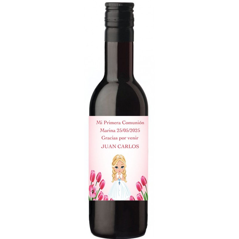 Botella de Vino Comunión Personalizada con Nombre de Invitado y Niña Comunión Botella de Vino Comunión Personalizada con Nombre de Invitado y Niña Comunión