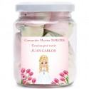 Tarro de Chuche Personalizado con Nombre de Invitado y Niña Comunión en Adhesivo