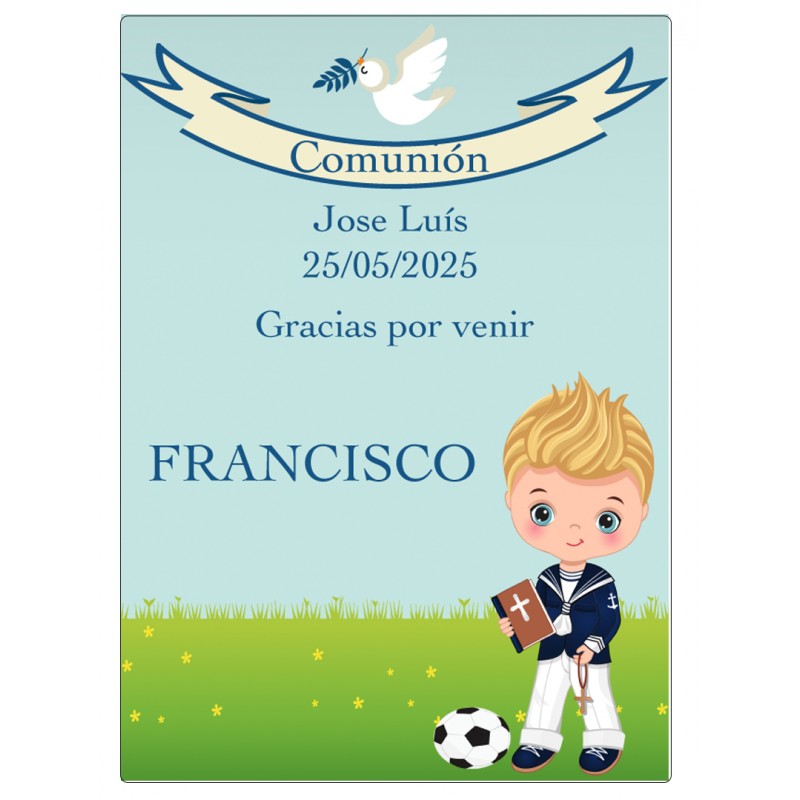 Adhesivo Comunión Niño Personalizado con Nombre de los Invitados Adhesivo Comunión Niño Personalizado con Nombre de los Invitados
