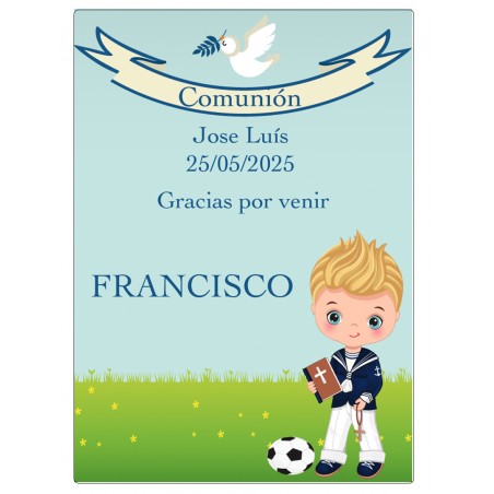 Adhesivo Comunión Niño Personalizado con Nombre de los...