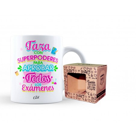 Taza taza con superpoderes para aprobar todos los examenes mujer v2