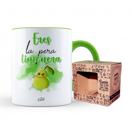 Taza color verde eres la pera limonera