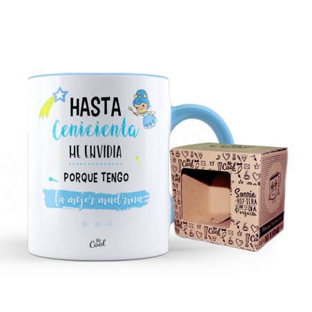 Taza color celeste hasta cenicienta me envidia porque tengo la mejor madrina