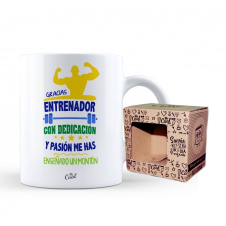 Taza gracias entrenador con dedicación y pasión me has enseñado un montón