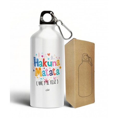Botella Aluminio 500ml Hakuna Matata Vive Y Se Feliz