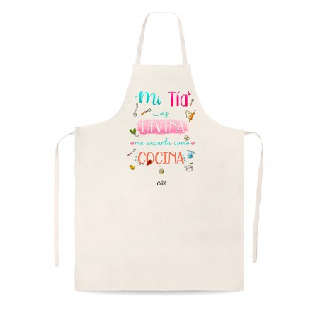 Delantal Tipo Lino Mi Tia Es Divina Me Encanta Como Cocina