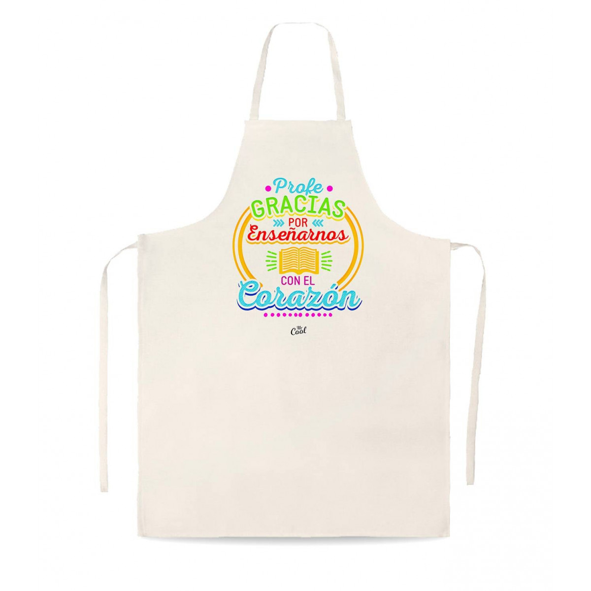 Delantal tipo lino profe gracias por enseñarnos con el corazon masculino