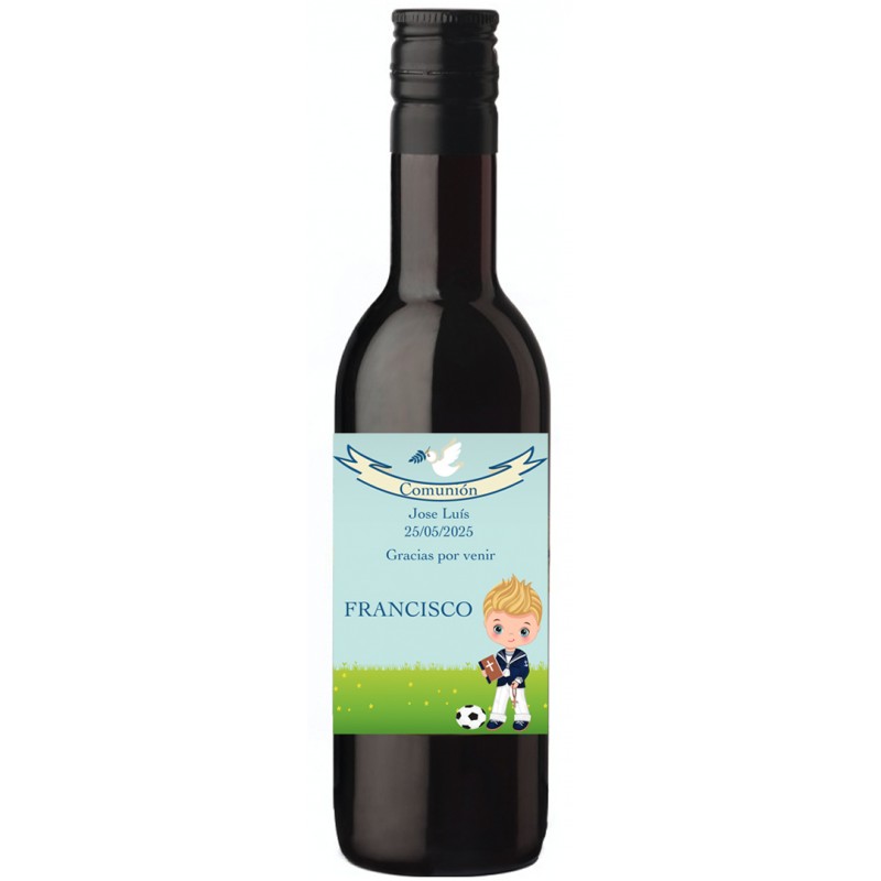 Vino Comunión Niño Personalizado con Nombre de Invitado en Adhesivo Vino Comunión Niño Personalizado con Nombre de Invitado en Adhesivo