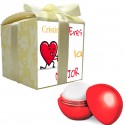 Bálsamo Labial Rojo Presentado en Cajita de Regalo con Adhesivo Personalizado con Nombre